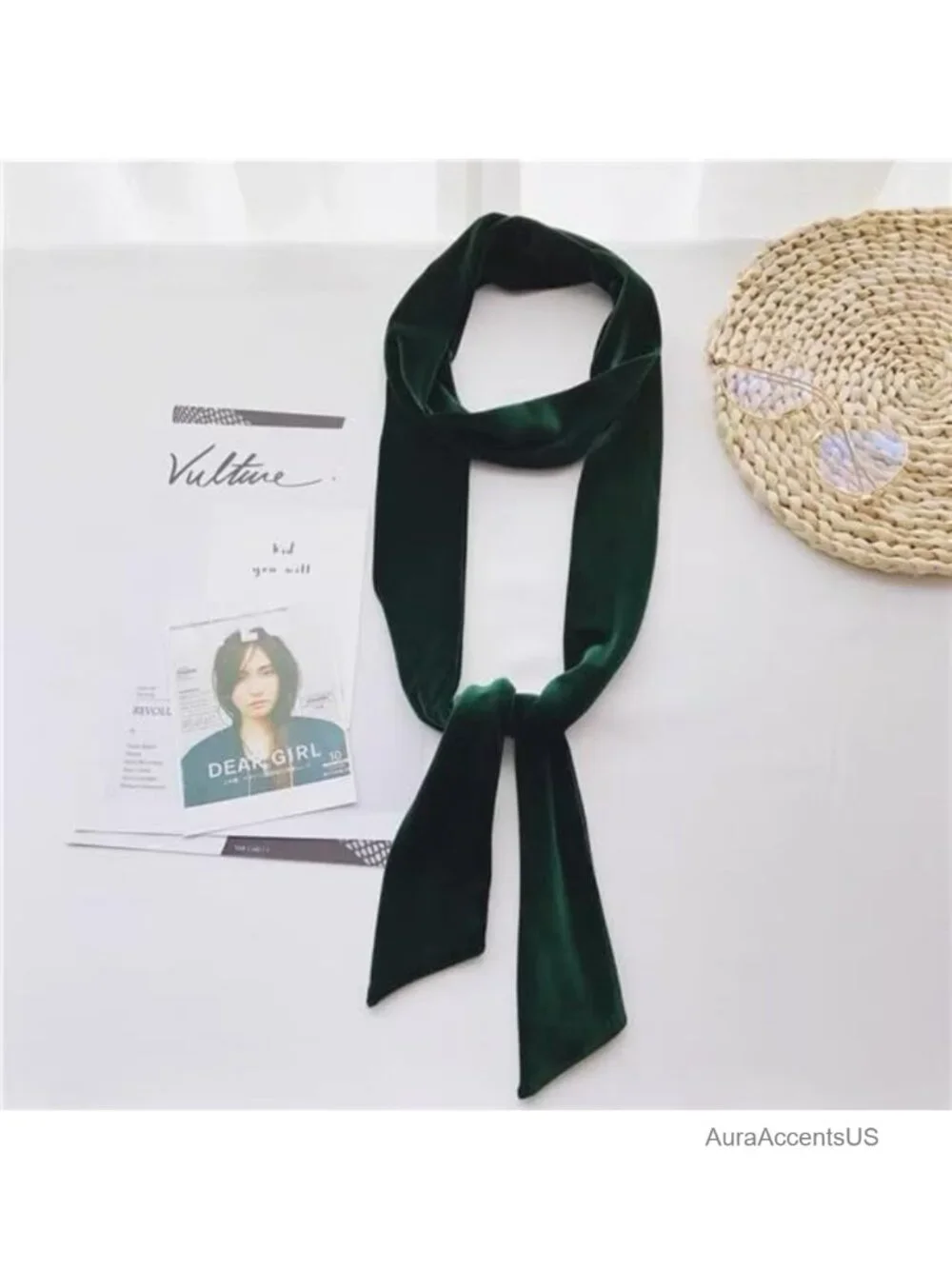 Women Velvet Sash Belt Bow Tie Belt Skinny Neck Scarf for Bridal Wedding Dress